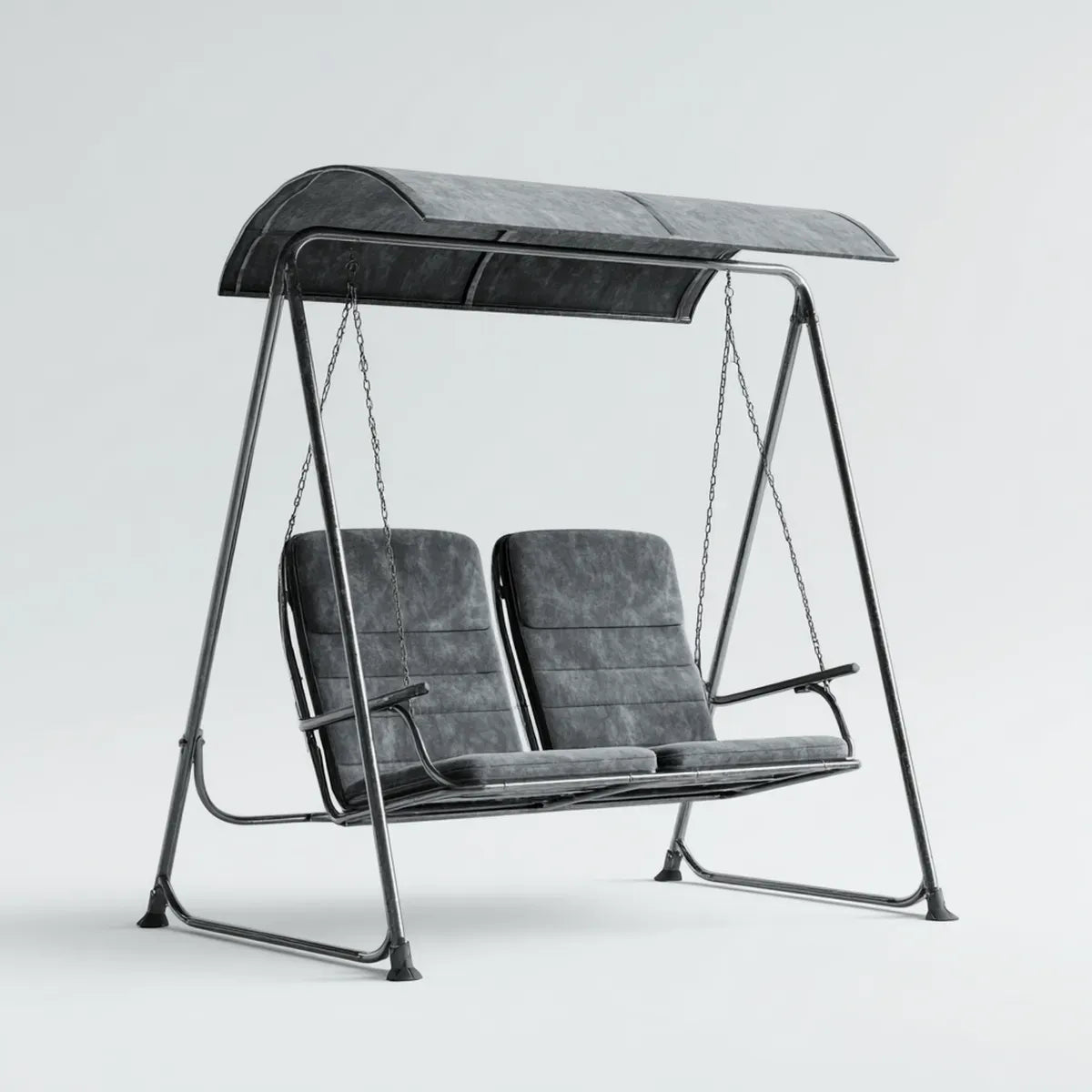 Balancelle de jardin 2 places gris anthracite en acier et polyester avec toit arqué 170 x 120 x 165 cm