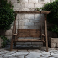 Balancelle de jardin 2 places marron en bois massif et acier 180 x 120 x 170 cm rectangulaire