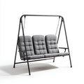 Balancelle de jardin 3 places noir et gris en acier et polyester 200 x 120 x 170 cm