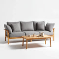 Ensemble canapé de jardin 3 places avec table basse gris et bois d’acacia 210 x 80 x 78 cm