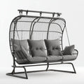 Balancelle de jardin 3 places gris anthracite en acier avec coussins 205 x 120 x 175 cm