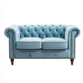 Canapé 2 places Chesterfield bleu clair en velours polyester 176 x 90 x 78 cm