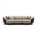 Canapé 3 places beige et marron foncé 240 x 95 x 78 cm en polyester et PU forme arrondie