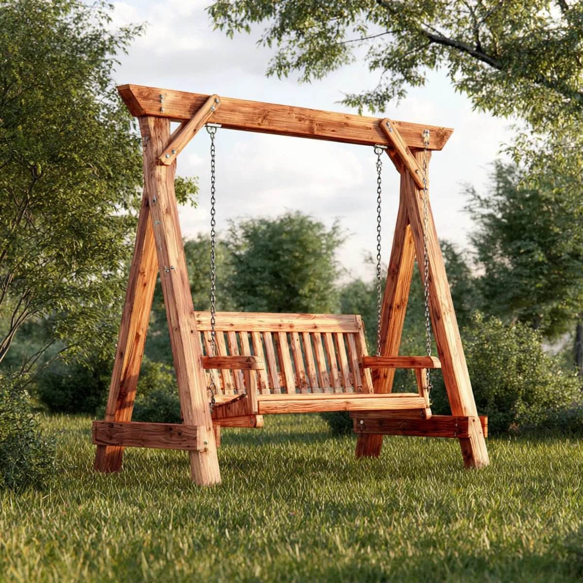 Balancelle de jardin 2 places marron en bois massif 200 x 150 x 185 cm