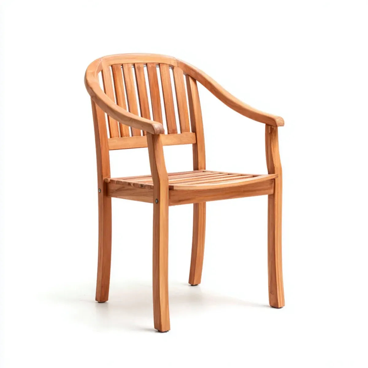 Fauteuil de jardin en teck massif naturel à dossier arrondi 61 x 60 x 90 cm