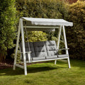 Balancelle de jardin 3 places blanche et grise en pin massif 170 x 110 x 153 cm