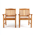Lot de 2 chaises de jardin avec accoudoirs en teck massif naturel 58 x 60 x 90 cm