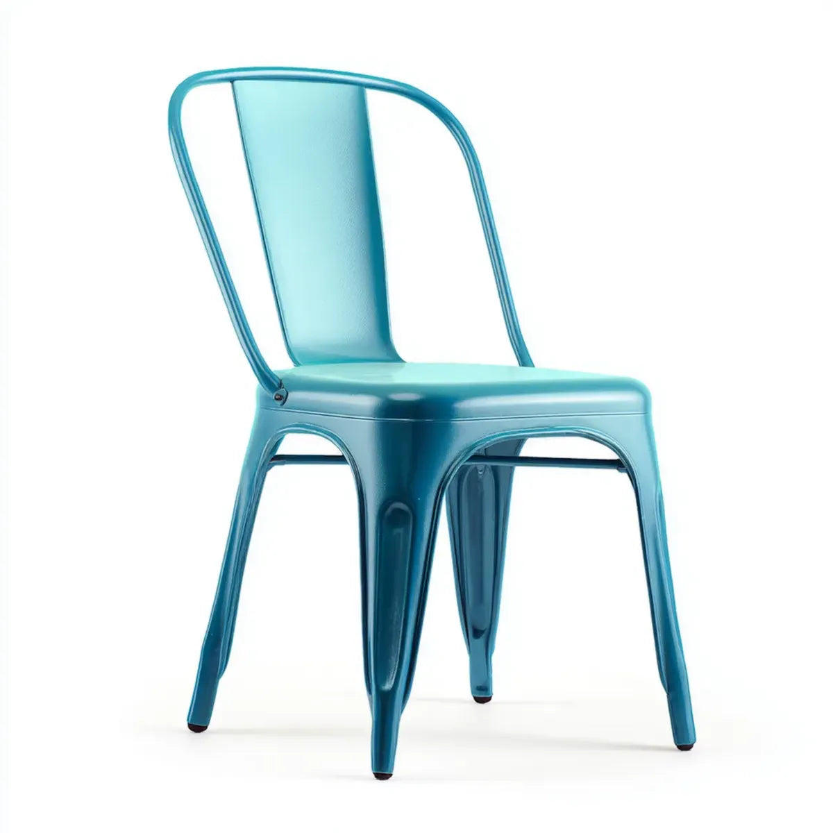 Chaise de jardin en acier bleu turquoise à dossier arrondi 45 x 52 x 85 cm