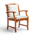 Fauteuil de jardin avec accoudoirs brun et blanc 65 x 67 x 92 cm en bois massif et polyester rectangulaire