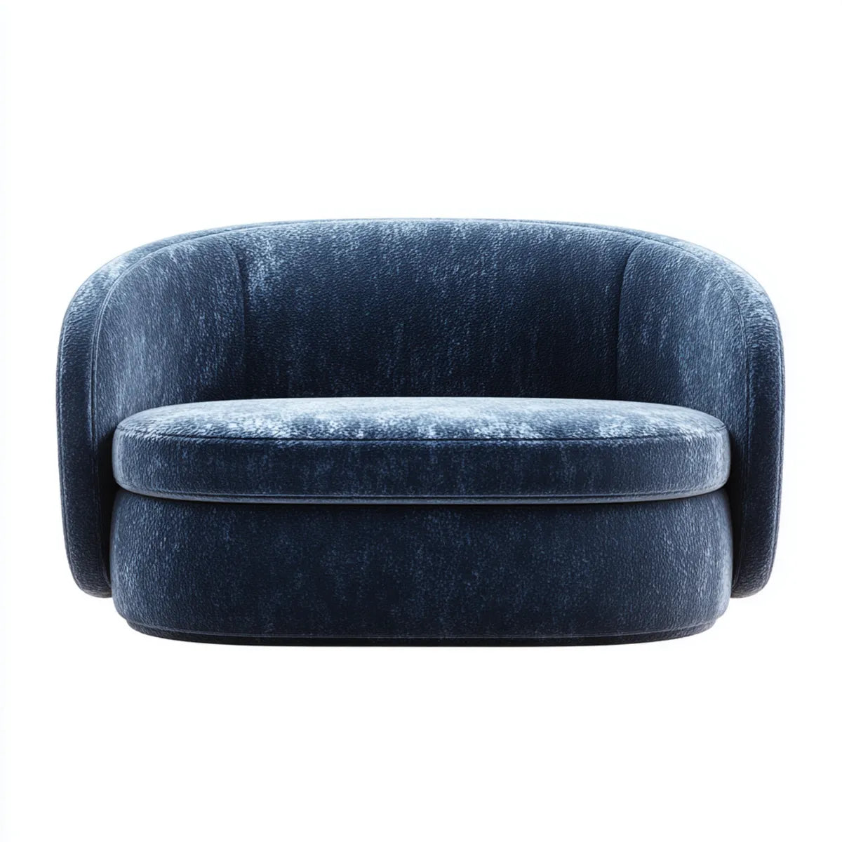 Fauteuil de salon arrondi bleu foncé en velours de polyester 95 x 82 x 72 cm
