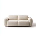 Canapé 2 places beige en polyester côtelé forme arrondie 180 x 95 x 75 cm